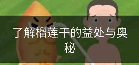 了解榴莲干的益处与奥秘(了解榴莲干的益处与奥秘的关系)